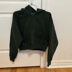 TNA COZY AF Boxy boyfriend zip up cropped